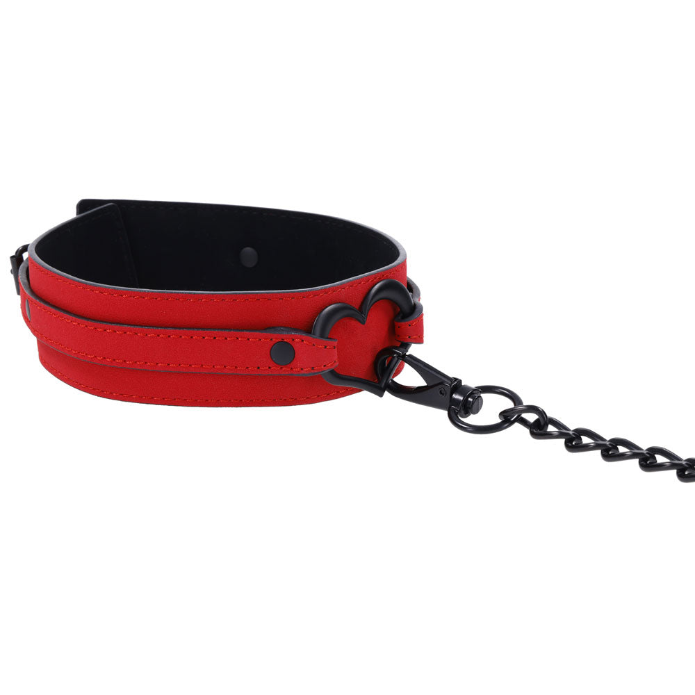 S&M Amor Heart Collar and Leash (Red) – Luxury Collar and Leash Set Red > Bondage Gear > Collars & Leashes