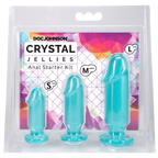 Crystal Jellies Anal Starter Kit (Teal) – 1 Inch Beginner Butt Plug Set Teal > Anal Range > Butt Plug Kits