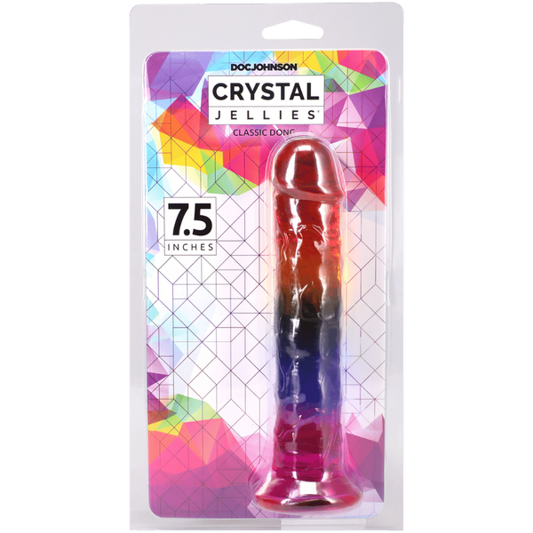 Crystal Jellies Rainbow Dong 7.5 Inch in packaging