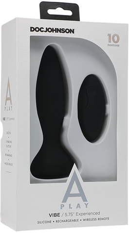 Vibe - Experienced - Rechargeable Silicone Anal Plug With Remote (Black) Black > Anal Range > Vibrating Butt Plugs