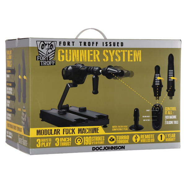 Fort Troff Gunner System – 3-in-1 Modular Vibrating and Rotating Fuck Machine Black > Sex Toys > Sex Machines