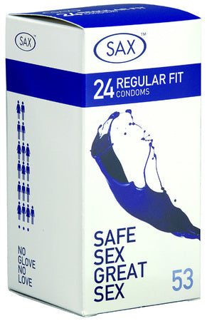 Sax Condoms Regular – Pack of 24 Strong Sensitive 53mm Latex Condoms Secondary image