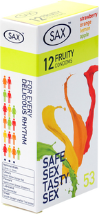 Sax Fruit Flavored Condom – Lubricated Twelve Piece Pack Default Title > Essentials > Condoms