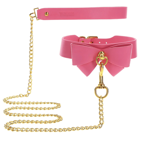 Taboom Malibu Bow Collar and Leash – Vegan Leather Bondage Accessory > Bondage Gear > Collars & Leashes