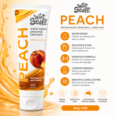 Wet Stuff Peach – Edible Peach Flavored Lubricant Tube 100g > Lube > Flavoured