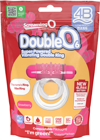 Double O 6 4B Low Pitch Bass (Strawberry) > Cock Ring > Vibrating