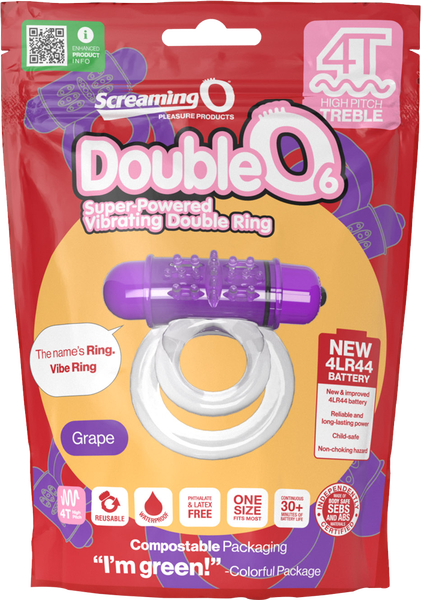 Double O 6 4T High Pitch Treble (Grape) > Cock Ring > Vibrating