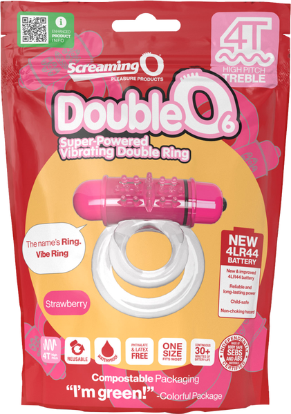 Double O 6 4T High Pitch Treble (Strawberry) > Cock Ring > Vibrating