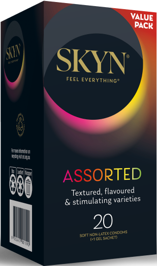 Skyn Assorted Experience – Textured Flavoured 20 Pack Condoms with non-Latex Skynfeel Material One Size > Essentials > Condoms > Non-Latex