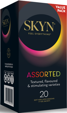 Skyn Assorted Experience – Textured Flavoured 20 Pack Condoms with non-Latex Skynfeel Material One Size > Essentials > Condoms