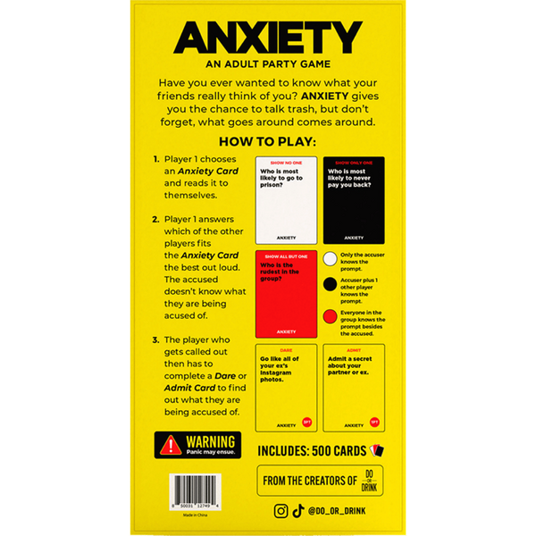 Anxiety Party Card Game for Adults – Social Game for 4+ Players Ages 17+ > Novelties > Card Games