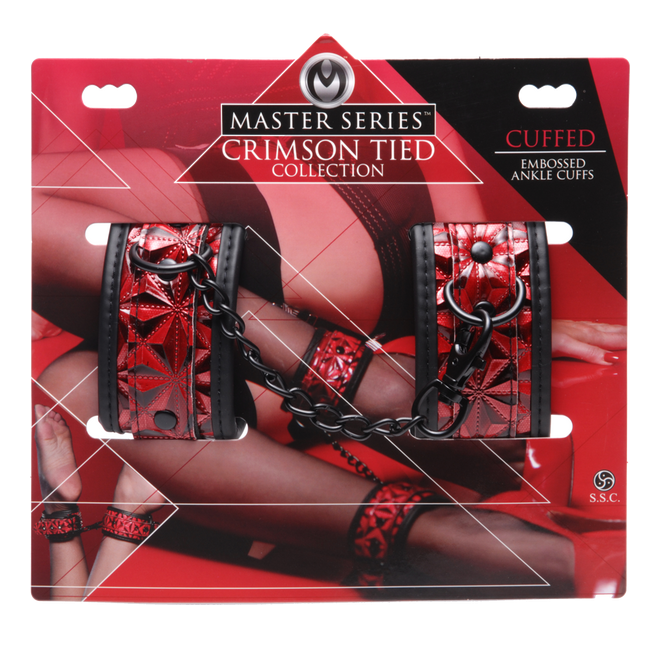 Crimson Tied Embossed Ankle Cuffs – Adjustable Bondage Accessories > Bondage Gear > Restraints