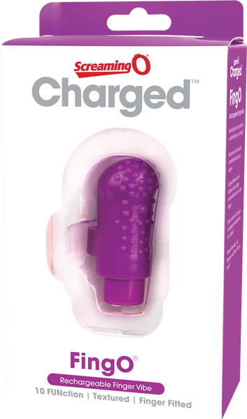 Charged Fing O Rechargeable Mini Finger Vibrator with Vooom Technology Silicone and ABS > Vibrators > Finger Vibrators
