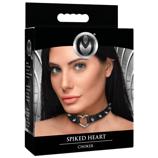 Spiked Heart Choker – Adjustable Spiked Collar Accessory > Bondage Gear > Collars & Leashes