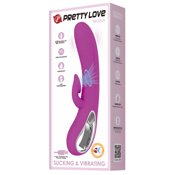 Nicola Rechargeable 9.45 Inch Silicone 24 Function Clit Suction Rabbit Vibrator > Vibrators > Ladies > Rabbit