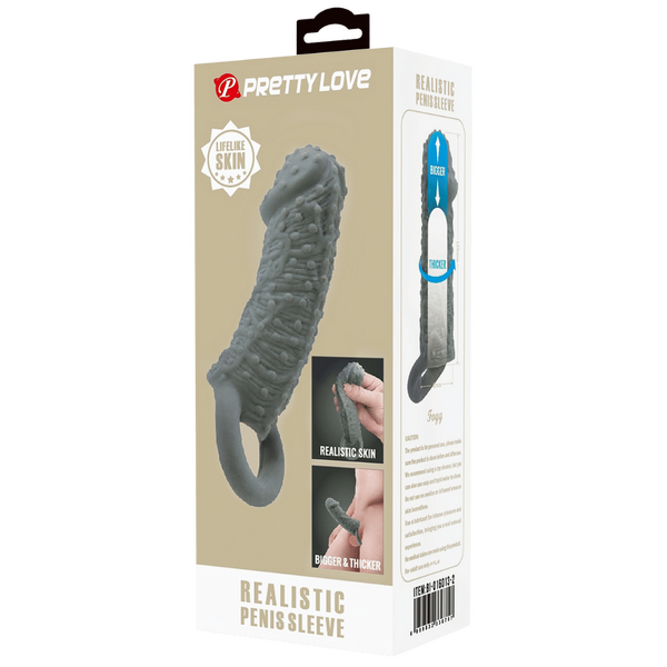 Realistic Penis Sleeve – Stretchy Thickening Penis Sleeve > Sex Toys For Men > Penis Sleeves