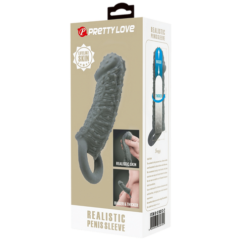 Realistic Penis Sleeve – Stretchy Thickening Penis Sleeve > Sex Toys For Men > Penis Sleeves