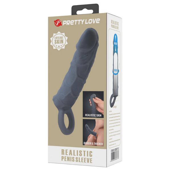 Realistic Spearhead Veiny Penis Sleeve – Enlargement Sleeve with Strap > Sex Toys For Men > Penis Sleeves
