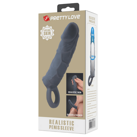 Realistic Spearhead Veiny Penis Sleeve – Enlargement Sleeve with Strap > Sex Toys For Men > Penis Sleeves