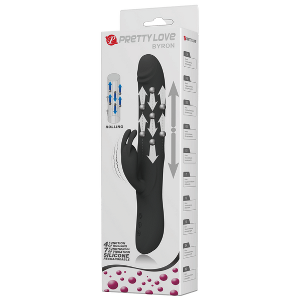 Byron Rabbit Vibrator - Rotating, Massaging, Clitoral Flickering, Fully Waterproof with Synchronous Thrusting Beads > Vibrators > Ladies > Rabbit