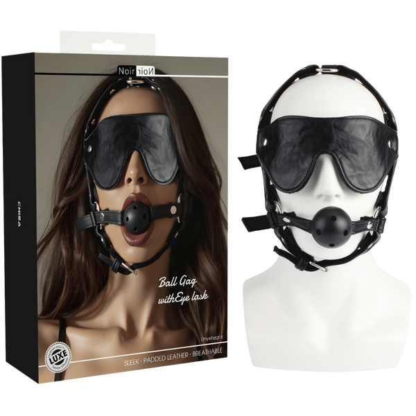 Adjustable Nickel-Free Metal Ball Gag With PU Leather Eye Mask > Bondage Gear > Gags and Bits