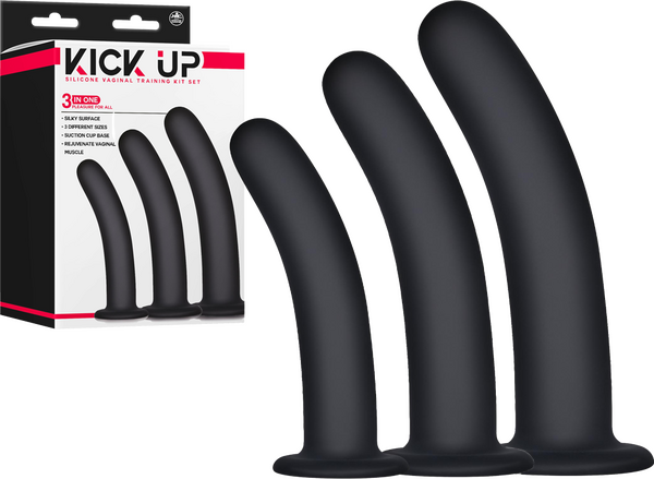Kick Up Silicone Vaginal Training Kit – Three Sizes Suction Cup Base Training Kit > Sex Toys > Dilators