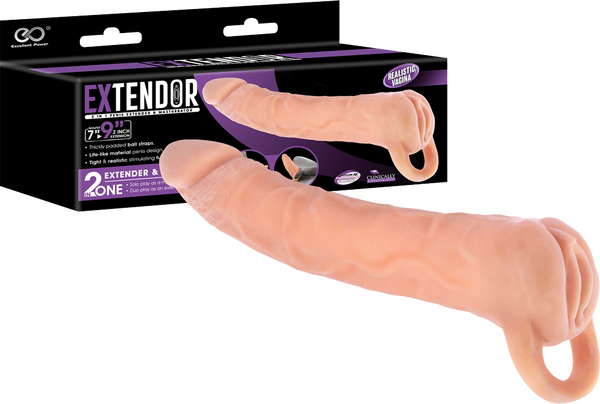 Extendor Two in One 9 Inch Realistic Flesh Penis Extender and Masturbator Secondary image