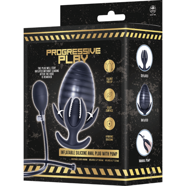 Inflatable Silicone Anal Plug With Removable Magnetic Hose