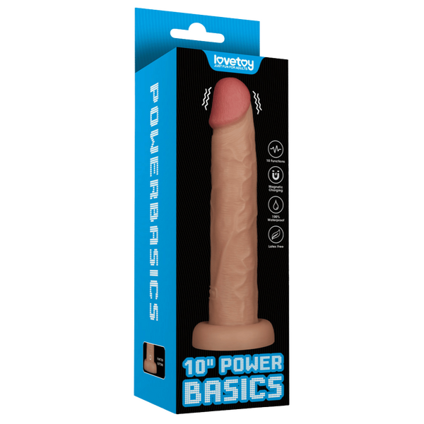 Power Basics Cock (10 Inch) – Vibrating Realistic Dildo With USB Power > Dildos > Large Dildos