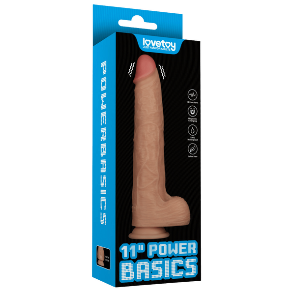 Power Basics 11 Inch Vibrating USB Dildo – Realistic Shaft Vibrator with 10 Modes > Dildos > Large Dildos