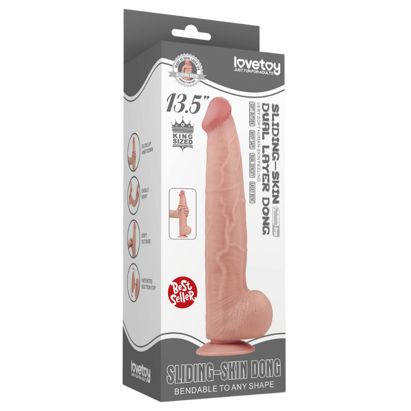 13.5 Inches Dual Layer Sliding Skin Flexible Dildo > Dildos > Large Dildos