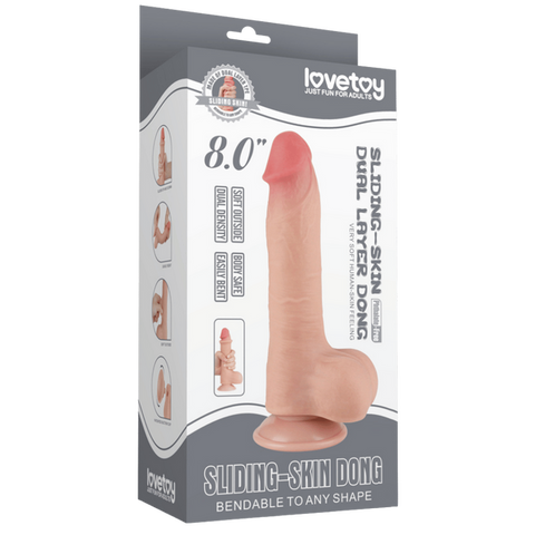 Lovetoy Sliding Easy Bend – 8 Inch Realistic Dual-Layer Dildo > Dildos > Realistic Dildos