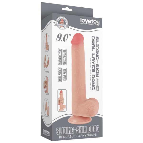 Lovetoy Sliding Easy Bend 9 Inch Dual-Layer Skin Dildo > Dildos > Realistic Dildos