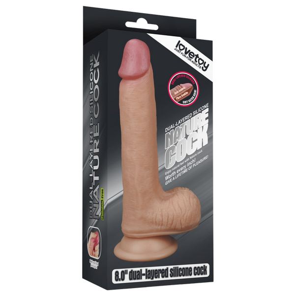 Love Toy Dual Layered - 8 Inch Platinum Silicone Cock > Dildos > Realistic Dildos