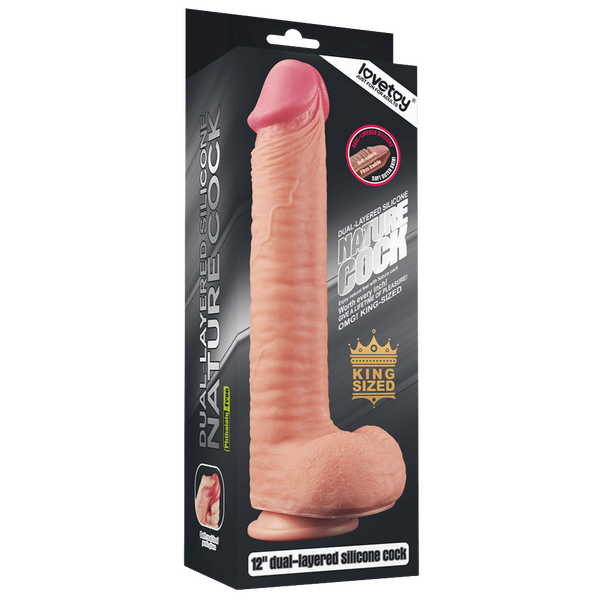 Love Toy King Dual Layered - Textured 12 Inch Platinum Silicone Cock > Dildos > Large Dildos