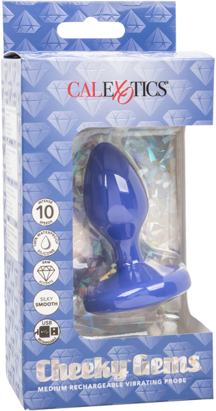 Cheeky Gems Medium Rechargeable Vibrating Probe – Flexible Silicone Vibrator > Anal Range > Jewel Butt Plugs