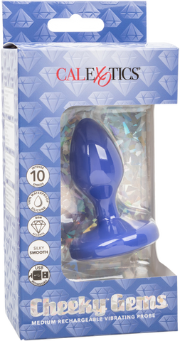 Cheeky Gems Medium Rechargeable Vibrating Probe – Flexible Silicone Vibrator > Anal Range > Jewel Butt Plugs