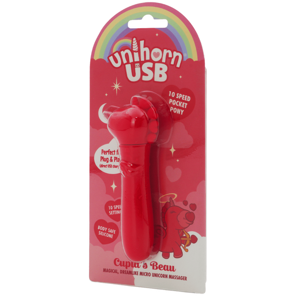 Unihorn Cupid's Beau (Red) – Silicone USB Bullet Vibrator with 10 Speeds > Sex Toys For Ladies > Clitoral Vibrators and Stimulators