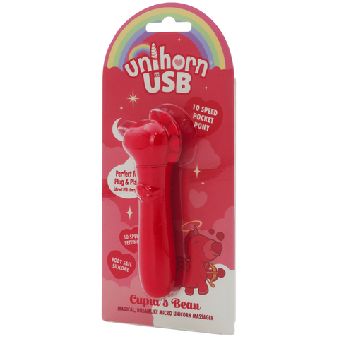 Unihorn Cupid's Beau (Red) – Silicone USB Bullet Vibrator with 10 Speeds > Sex Toys For Ladies > Clitoral Vibrators and Stimulators