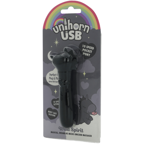 Unihorn Wild Spirit (Black) – Compact USB Silicone Vibrating Bullet with 10 Speeds > Vibrators > Ladies > Clitoral Vibrators and Stimulators