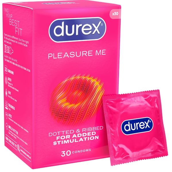 Durex Pleasure Me – Ribbed and Dotted Condoms 30 Pack for Extra Stimulation One Size > Essentials > Condoms