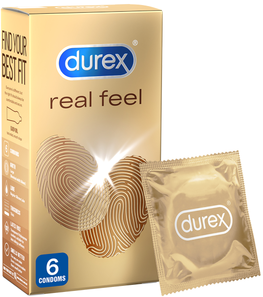 Durex RealFeel – Non-Latex Condoms 56mm Natural Skin Feeling 6 Pack One Size > Essentials > Condoms > Non-Latex