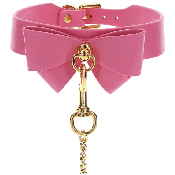 Taboom Malibu Bow Collar and Leash – Vegan Leather Bondage Accessory > Bondage Gear > Collars & Leashes