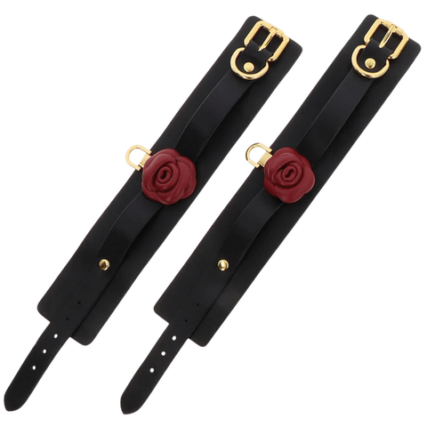 Taboom Wild Roses Wrist Cuffs – Premium Faux Leather BDSM Wrist Restraints > Bondage Gear > Restraints