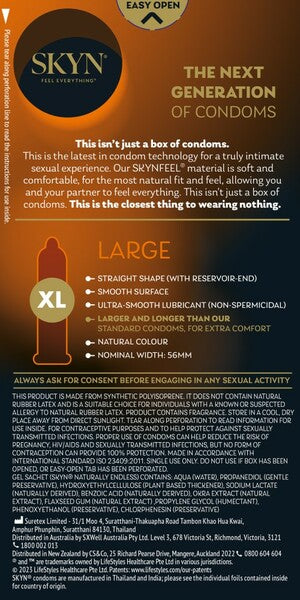 Skyn Large – Extra Comfort Polyisoprene Condoms 56mm 10 Pack > Essentials > Condoms