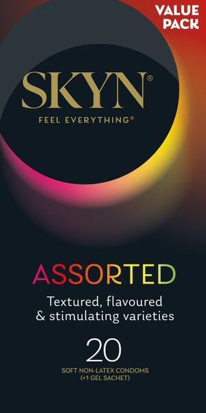 Skyn Assorted Experience – Textured Flavoured 20 Pack Condoms with non-Latex Skynfeel Material > Essentials > Condoms