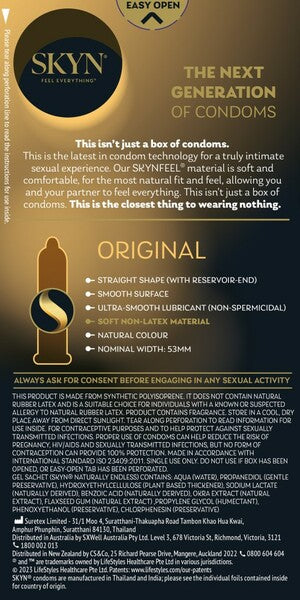 Skyn Original – Natural Feeling Polyisoprene Condoms 10 Pack > Essentials > Condoms > Non-Latex