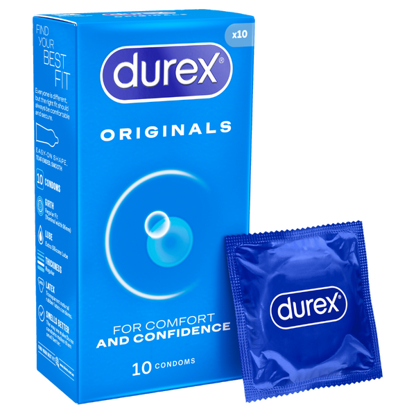 Durex Originals Easy-On Shaped Condoms – Comfortable Lubricated Latex Condoms 10 Pack Secondary image