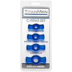 TitanMen Tools Flexible Cock Ring Set – 4 Piece Stretch Fit 0.4 to 0.75 Inch Blue > Cock Ring > Sets