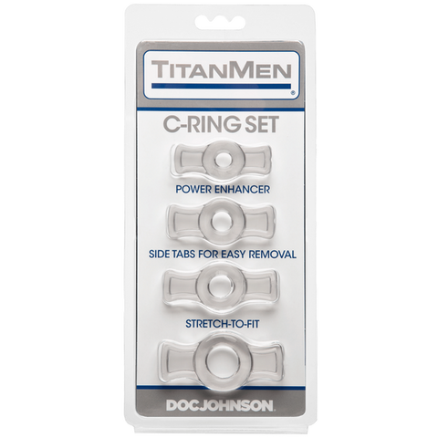Titanmen Cock Ring Set (Black) – Stretchable Cock Rings Set Clear > Cock Ring > Sets